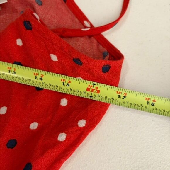 Urban Romantics Tank Top Women's Medium Red Polka Dot Button Up Tie Casual - Picture 8 of 8